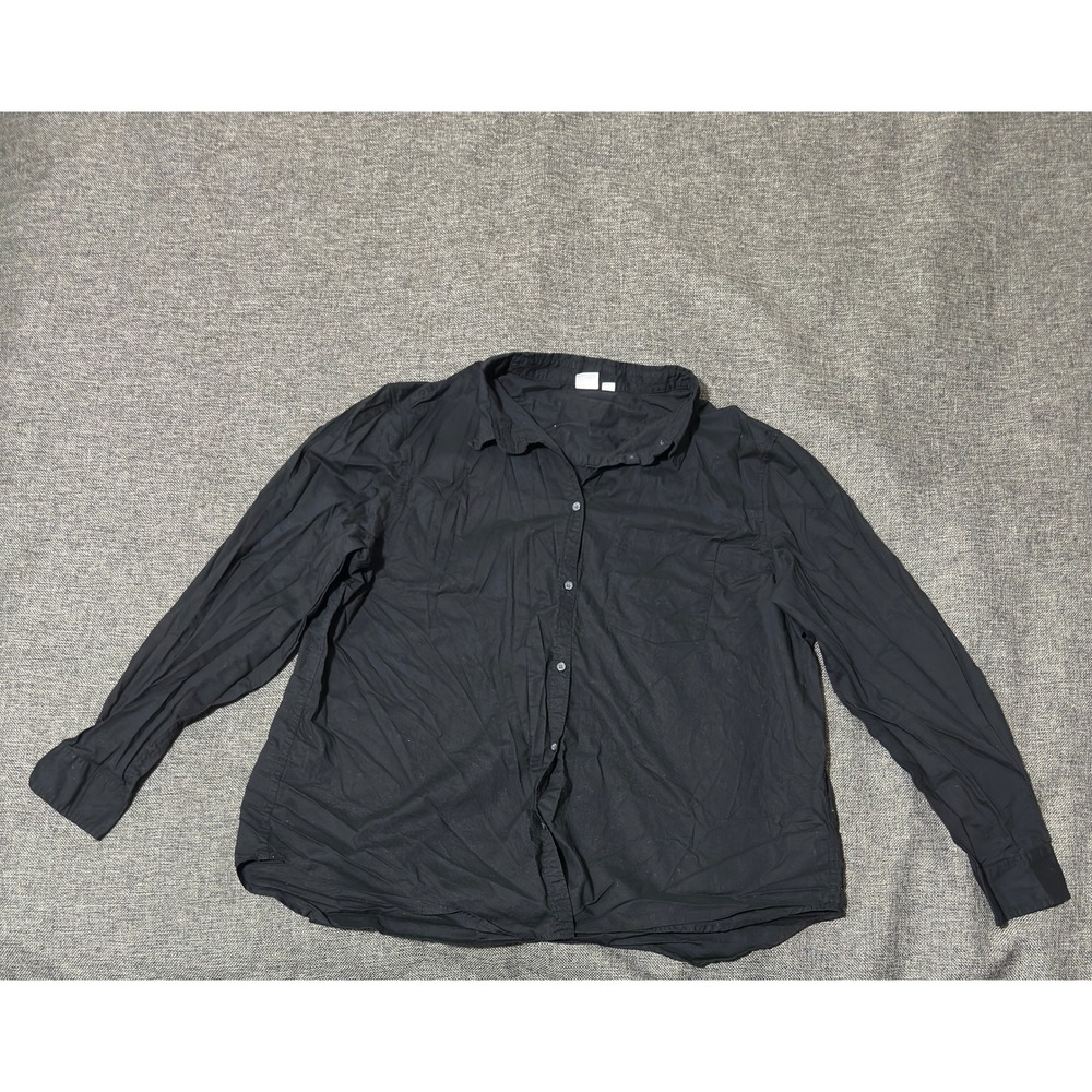 Gap Women's XXL Button Up Shirt Black Long Sleeve Cotton Classic